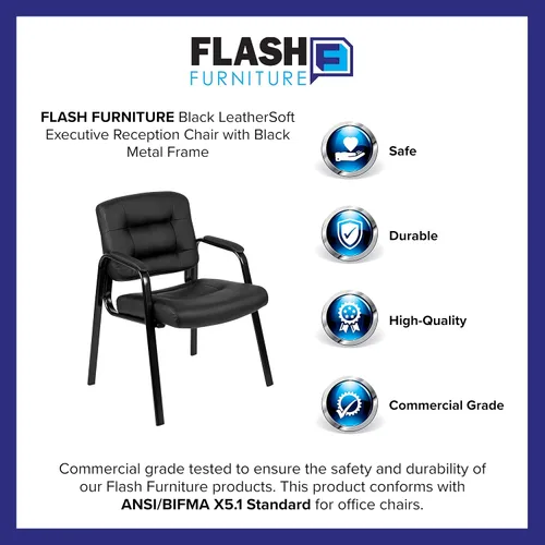 Vista 12 de Flash Furniture Darwin Flash Fundamentals LeatherSoft - Silla de recepción ejecutiva, moderna silla copetuda para sala de estar u oficina