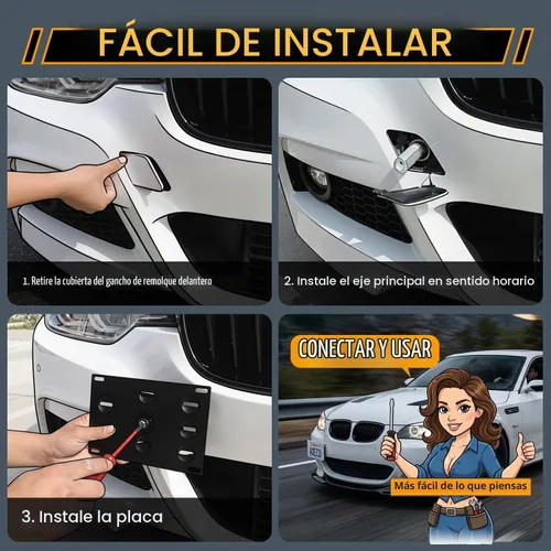Vista 5 de Gancho de remolque para parachoques delantero compatible con BMW 06-10 5-Series E60 525i 530i 535i M5, 04-10 6-Series E63 E64, 95-98 E36 3-Series