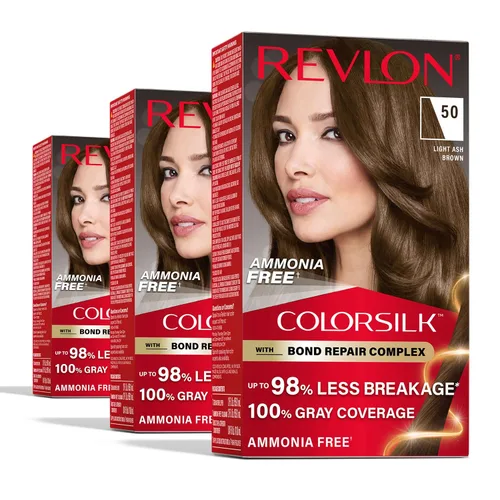 Vista 20 de Revlon ColorSilk con Complejo de Reparación de Enlaces, Tinte Permanente para el Cabello Marrón, 100% Cobertura de las Canas, Tinte para el Cabello