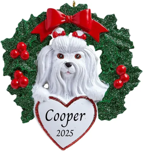 Vista 7 de Adornos personalizados para árbol de Navidad 2025 para mascotas, Chihuahua con corona, recuerdo para los amantes de los perros de los cachorros