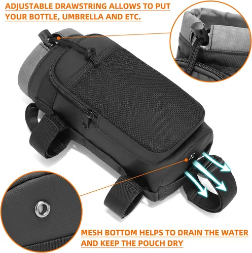 Vista 2 de Bolsa de manillar de bicicleta, ligera, impermeable, para marco frontal, almacenamiento de tubo superior, bolsa de bicicletas de gran capacidad