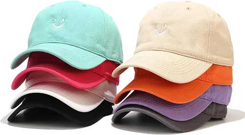 Vista 9 de Umeepar Gorra de béisbol con cara sonriente para mujeres y hombres, ajustable, de perfil bajo, de algodón, sin estructura, para papá