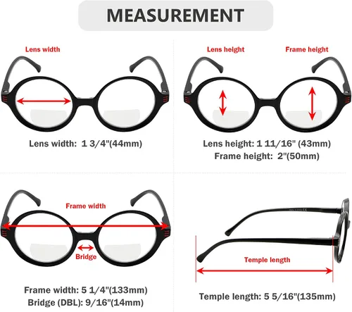 Vista 2 de Eyekepper Paquete de 4 lentes de lectura bifocales para mujer, lentes pequeños, redondos, bifocales Paquete de 4 lentes transparentes de mezcla