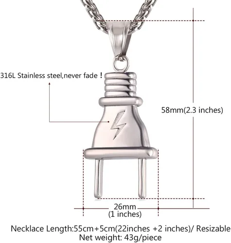 Vista 4 de U7 Punk Necklaces Stainless Steel 18K Gold Plated Large Hip Hop DaggerKnifeSwordSteampunk GearLarge Razor Blade Pendant Necklace for Men Women