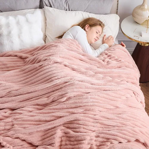 Vista 101 de NEWCOSPLAY Manta de Tiro Súper Suave Aqua Franela Sedosa Premium Forro Polar Jacquard Acanalado 3D Ligero Manta de Cama Uso en Todas las Estaciones