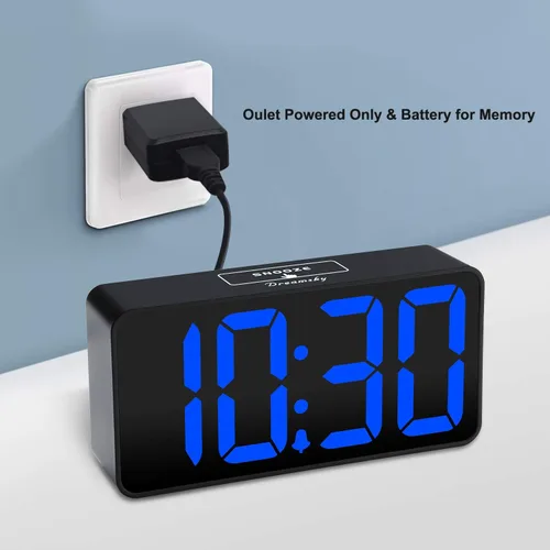 Vista 2 de DreamSky - Reloj despertador digital pequeño para dormitorio con números grandes Electric Bedside Desk Clock with USB Charging Port, Brightness
