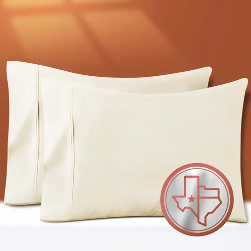 Vista 29 de TEXAS LINEN CO. Juego de 4 fundas de almohada tamaño queen de 100% algodón egipcio - Fundas de almohada de lujo de 600 hilos tamaño queen/estándar