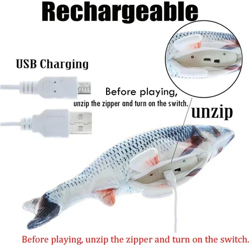Vista 4 de QIAONIUNIU Juguetes de peluche interactivos de peces móviles eléctricos