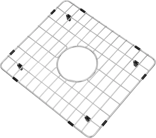 Vista 11 de Rejilla de fregadero de cocina Zeesink, protectores de fregadero de 18 1/2" X 13 3/8", rejilla de fregadero de acero inoxidable con drenaje central