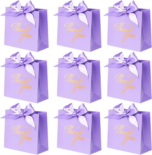 Vista 9 de DECHISY Paquete de 24 bolsas pequeñas de regalo de agradecimiento, bolsas de regalo de fiesta, cajas con lazo dorado, bolsas de regalo de papel Negro