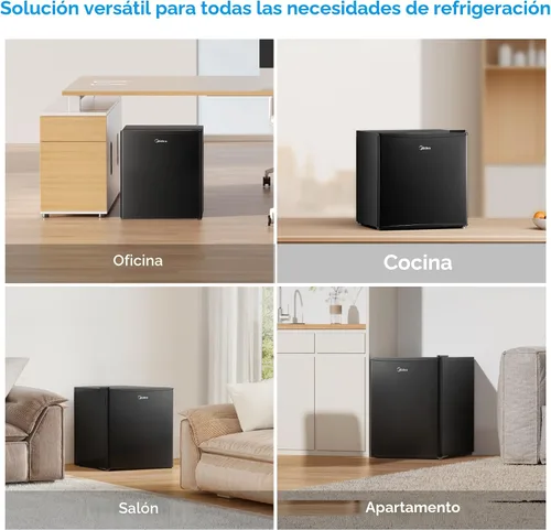 Vista 6 de Midea MERM17B0ABB - Mini refrigerador de 1.7 pies cúbicos, refrigerador compacto con termostato ajustable, puerta reversible, bajo nivel de ruido