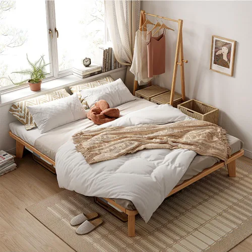 Vista 3 de NELYE Base de cama de plataforma individual, base de colchón de madera maciza de 14 pulgadas con listones de apoyo y patas, marco de cama simple
