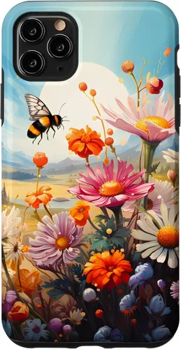Vista 12 de Funda para iPhone 13 Pro Lively Bee en Sunny Meadow of Wildflowers