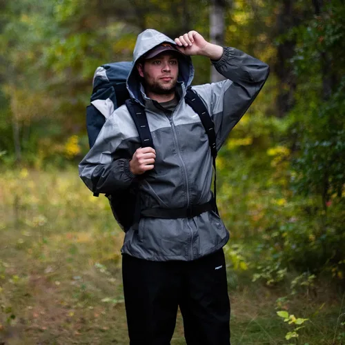 Vista 2 de Piscifun Rain Suit, Lightweight Soft Rainwear, Waterproof Breathable 2 Pieces Rain Gear