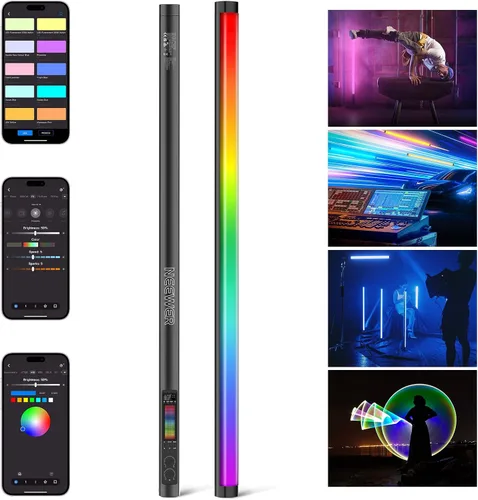 Vista 13 de NEEWER Barra de luz de video LED mejorada y kit remoto de 2.4G, paquete de 2 unidades regulables de mano 3200K ~ 5600K CRI97+ iluminación de video