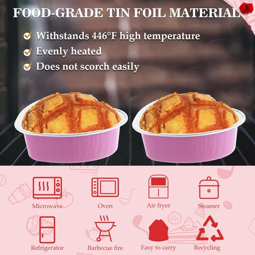 Vista 4 de 50 moldes para pasteles en forma de corazón con tapas, mini moldes para pasteles de 3.4 onzas con tapas, recipientes para cupcakes, mini forros