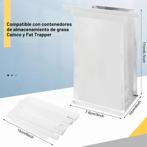 Vista 2 de Sadnyy - 50 bolsas de almacenamiento de grasa desechables para almacenamiento de tocino Hold Hot Liquids Oils for Grease Storage Container