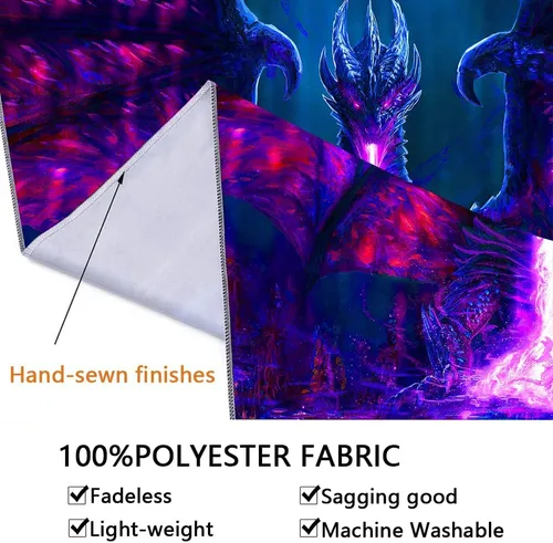 Vista 5 de ADDWel Tapiz de luz negra con dragón, tapiz genial de dragón malvado que brilla en la oscuridad, pósteres de luz negra reactivos a UV para colgar