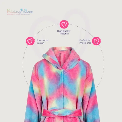Vista 4 de Rising Star Batas de baño para niñas y niños, bata de baño de felpa suave con capucha de forro polar Regalos de unicornio batas para niñas grandes