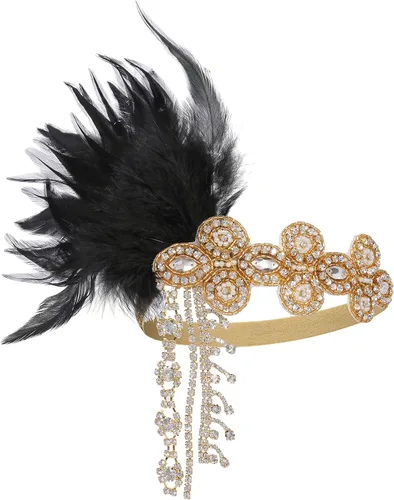 Vista 5 de BABAEYOND - Diadema con diseño de plumas de cristal de los años 20