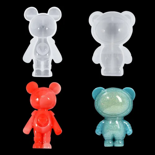 Vista 10 de 2 moldes de resina de oso de silicona 3D para velas de animales, molde de fundición de resina epoxi para llavero de bricolaje, jabón perfumado