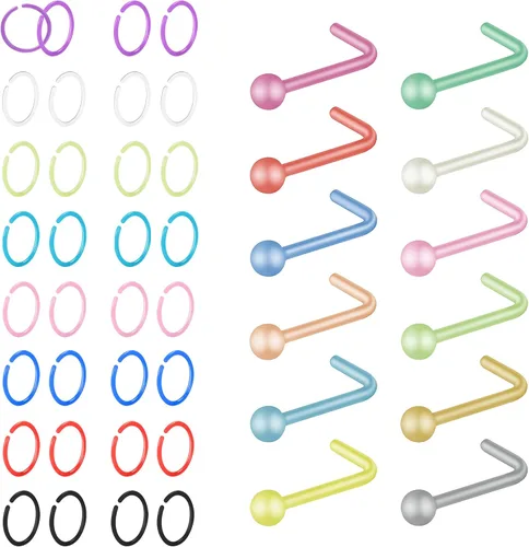 Vista 8 de Clear Retainer Septum 16G Plastic Septum Ring Retainer Plastic Hoop Earrings Piercing Retainer Horseshoe Piercing Jewelry