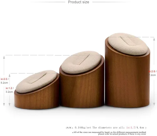 Vista 5 de Oirlv Soporte de madera maciza SM094 del escaparate de la joyería del Blanco crema