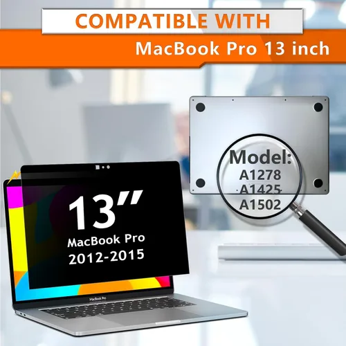 Vista 2 de ZOEGAA Pantalla de privacidad para MacBook Pro de 13 pulgadas (2012-2015), protector de pantalla de privacidad magnético extraíble anti luz azul