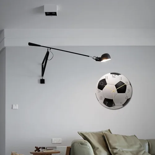 Vista 9 de Garneck Reloj de pared de fútbol reloj de pared de fútbol deportivo con impresión redonda de acrílico reloj de pared silencioso sin pintura