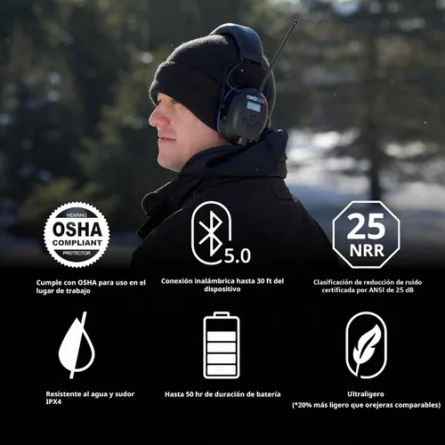 Vista 4 de ISOtunes AIR DEFENDER Earmuffs: Comfortable Wireless unisex adult Hearing Protection Earmuffs with 40 Hour
