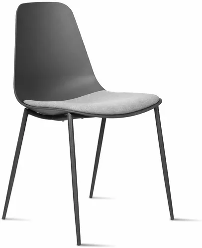 Vista 13 de 2xhome Silla moderna de cocina y comedor Cojín acolchado de tela Patas de metal y asiento de plástico sin brazos Oficina Interior Patio Café