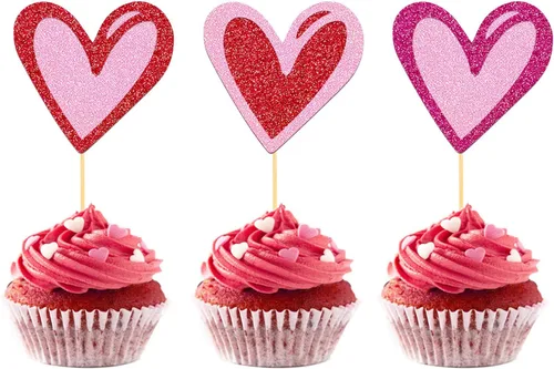 Vista 17 de 24 adornos para cupcakes para el día de San Valentín, 1er cumpleaños, temática de dulce amor, decoración de pastel para el día de San Valentín, 1er