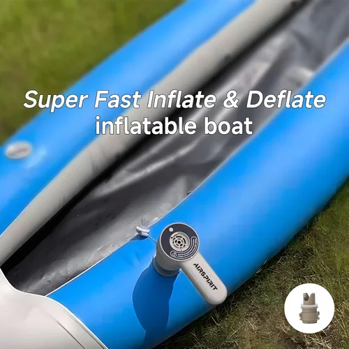 Vista 2 de AIRSPIRIT Bomba de aire máxima para inflables, ultrarápida 600L/min, bomba eléctrica de 13.79 Kpa, inflador portátil recargable de 2500 mAh
