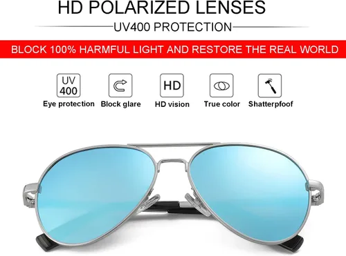 Vista 73 de Gafas de sol polarizadas de aviador pequeñas para niñas y niños de 4 a 16 años