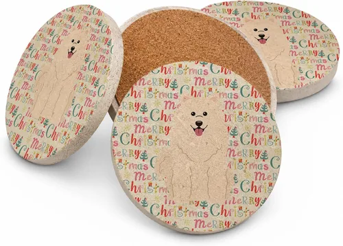 Vista 70 de Abyssinian Sand Terrier Merry Christmas - Posavasos grandes de piedra arenisca (4 unidades)