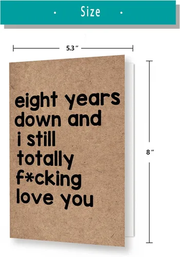 Vista 7 de Tarjeta humorística de aniversario de octavo año, tarjeta de aniversario de feliz ocho años para hombres y mujeres, divertida tarjeta de boda de 8