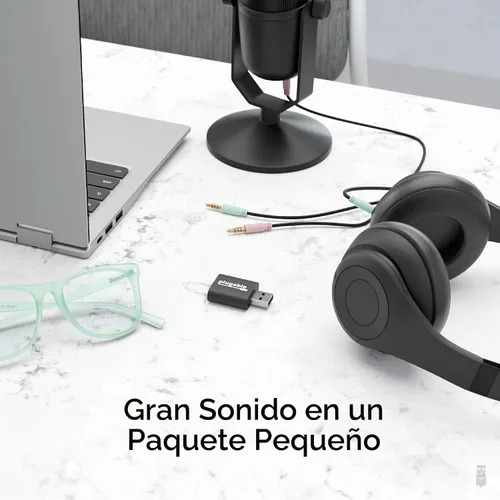 Vista 3 de Enchufable USB adaptador de audio con 3.5 mm Altavoz/Clavijas para audífonos y micrófono