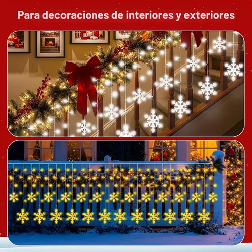 Vista 6 de Luces de carámbanos inteligentes de 16 pies con copo de nieve para exteriores, control de aplicación, cambio de color DIY, 16 gotas, 208 LED, luces