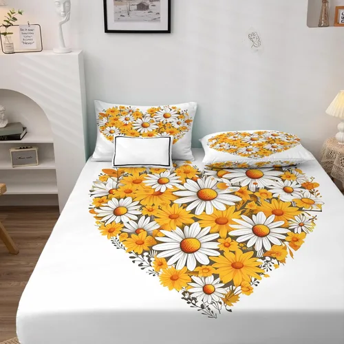 Vista 3 de Daisy Sheets Juego de sábanas tamaño individual, sábanas de microfibra suave y bolsillo profundo, sábanas y fundas de almohada estampadas sin
