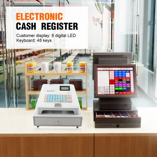 Vista 10 de Caja registradora electrónica, caja registradora para pequeñas empresas, pantalla LED de 48 teclas, sistema electrónico de posición posicional, 8