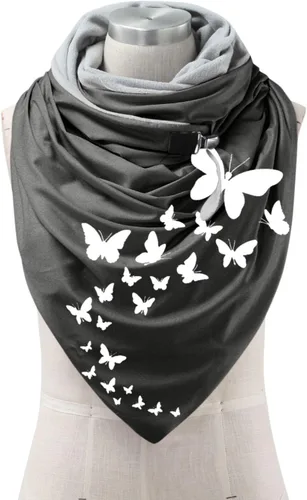 Vista 2 de Bufanda cálida de invierno para mujer, con estampado térmico, botón triangular, resistente al viento, chales, pashmina, casual, nieve, snowboard