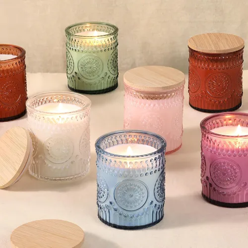 Vista 6 de DARJEN 10 tarros de vela de vidrio de 8 onzas con tapas, latas de velas Ámbar