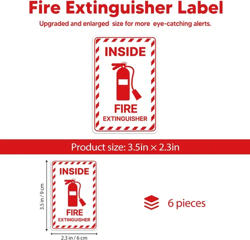Vista 2 de 6PCS Fire Extinguisher Inside Sign Stickers,Self Adhesive Vinyl Waterproof and Scratch Resistant Safety Fire Extinguisher Label Waterproof, Suitable