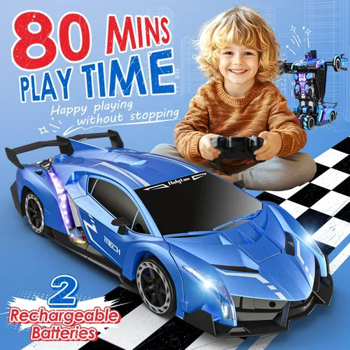Vista 7 de Holyton 1:10 Transforming RC Car, coche de control remoto grande, azul