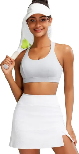Vista 3 de RUNNING GIRL Brasier deportivo para mujer, soporte medio-alto con tirantes cruzados en la espalda con relleno, sujetadores deportivos de apoyo