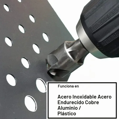 Vista 3 de CONQUER Tools - Broca avellanadora de metal con 5 flautas, 87 grados para vástago hexagonal de 1/4 pulgadas, ajuste de 1/8"-3/4