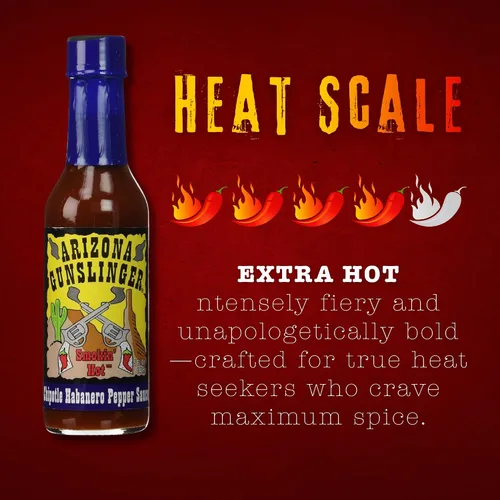 Vista 4 de Arizona Gunslinger 's Chipotle Salsa de pimienta habanero (1) 5 oz.