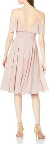 Vista 2 de Jenny Yoo Vestido corto de gasa Kelli con hombros descubiertos para mujer