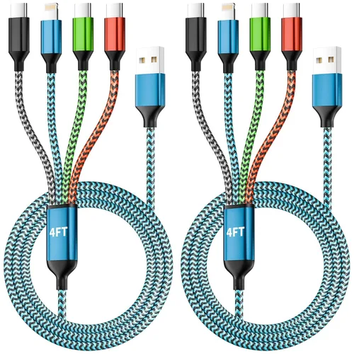 Vista 10 de Cable de carga múltiple tipo C dual 4 en 1, cable de carga para múltiples Azul