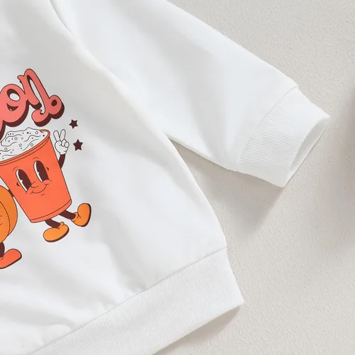 Vista 6 de Kayotuas Conjunto de camisa y pantalones de manga larga con cuello redondo para bebé, disfraz de calabaza, fantasma, calabaza, fantasma, camiseta